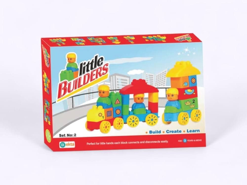 Little Builders Train Building Blocks Set, Multicolour, Plastic, Build Create Learn, Ages 3 Years and Above 1
