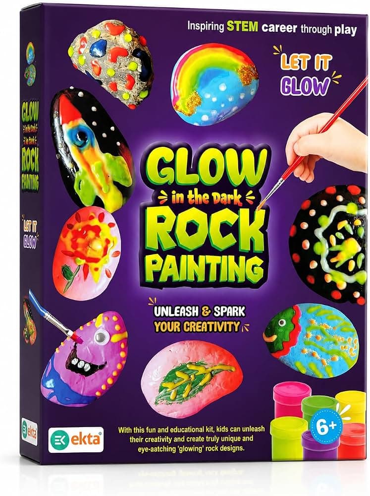 The Little Emporio Glow in the Dark Rock Painting Kit for Kids, Birthday Gift, Relaxation Activities, Focus Building Activity 1