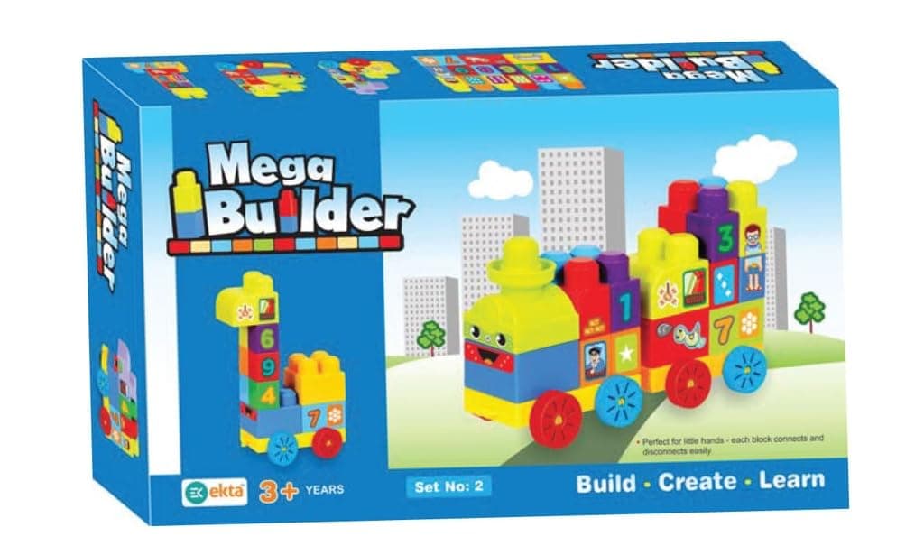 Mega Builder Building Blocks Set, Build Create Learn, Set No. 2, for Ages 3+ Years 1