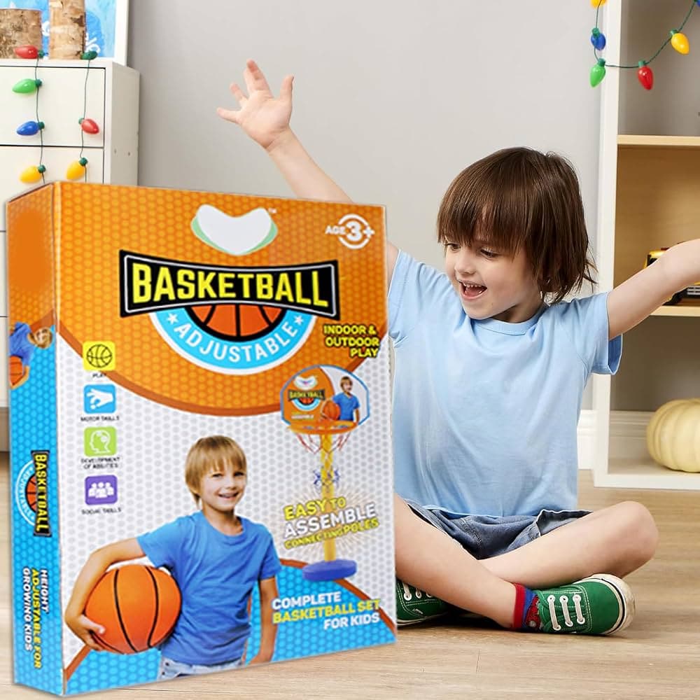 Baal Portable Basketball Set for Kids with Adjustable Stand and Ball Toy Basketball Hoop for Kids 1