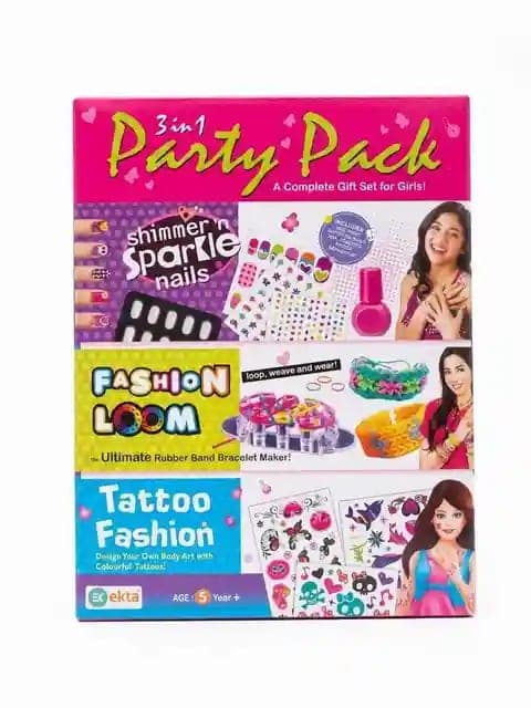 Ekta Toys 3 in 1 Party Pack | Shimmer 'n Sparkle Nails, Fashion Loom, Tattoo Fashion |J.K 1